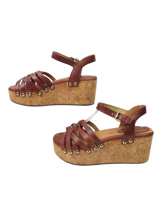 bussola Shoes - Bussola Mansfield Mavis Cork Wedge Sandals Platform EU 37 US 6 Brown Leather